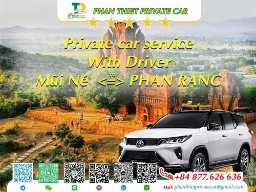 Car rental Mui Ne <=> Phan Rang (private car with driver)